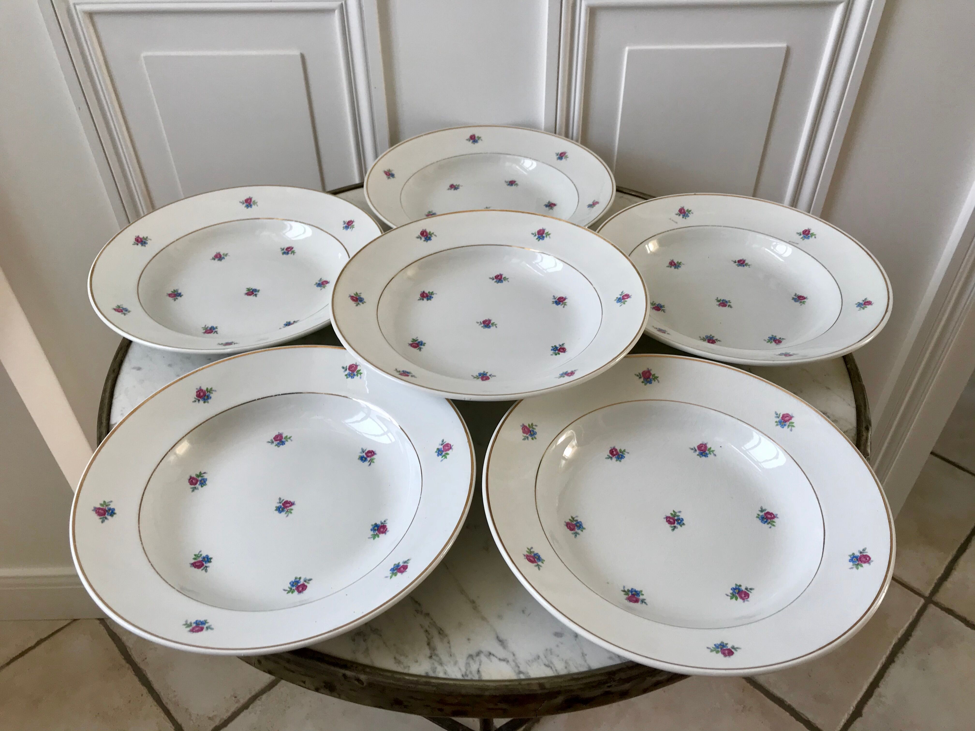 set of 6 hollow plates Digoin Sarreguemines model Floréal years 50-60
