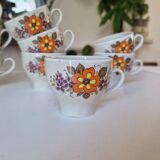 Lot of 10 vintage porcelain cups from Winterling Bavaria with orange flowers from the 70s.