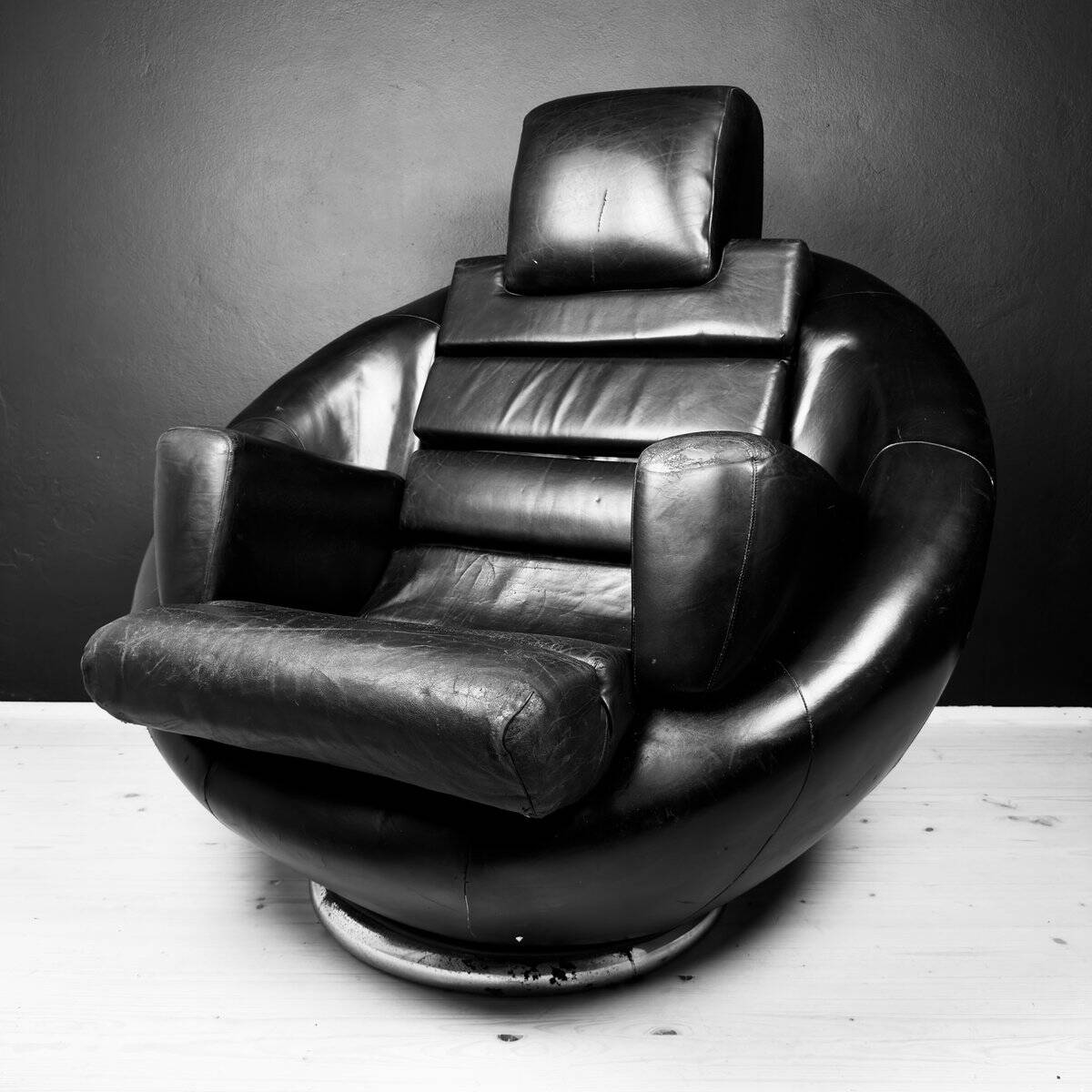 Brutalist black armchair by Boris Krstulović, Yugoslavia, Croatia, 1970s.
