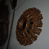 Vintage multi-faceted witch mirror in golden wood 1960 rare