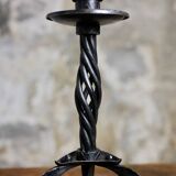 Pair of brutalist wrought iron candlesticks