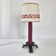 Vintage lamp in burgundy and black leather 1950