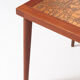 Table basse scandinave en teck et tablette en cuivre