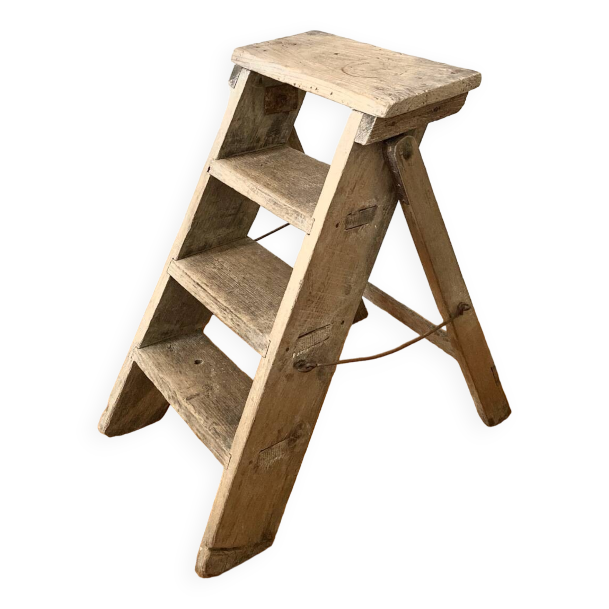 Antique wooden folding stepladder