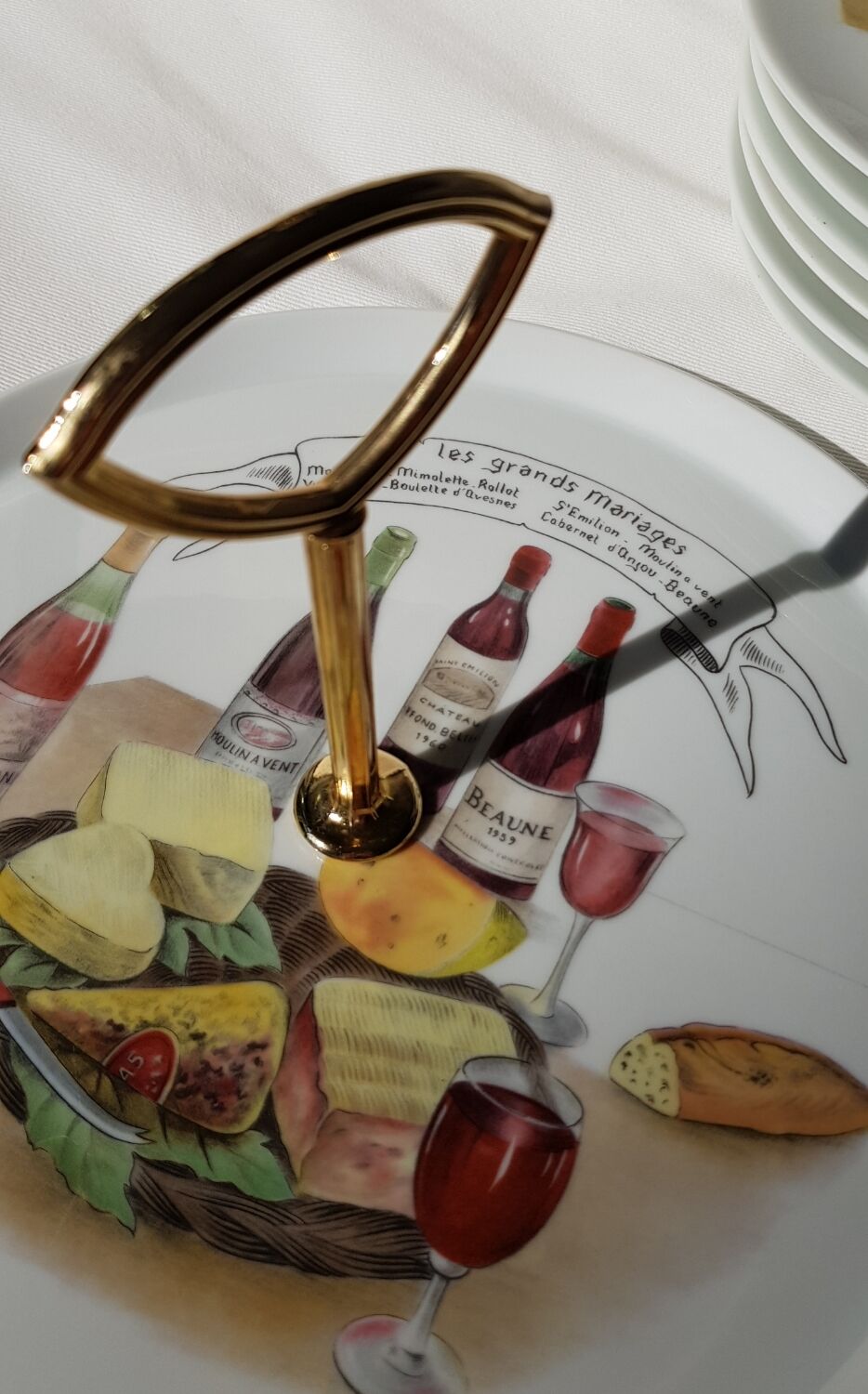 Plateau de fromages en porcelaine avec 6 assiettes assorties