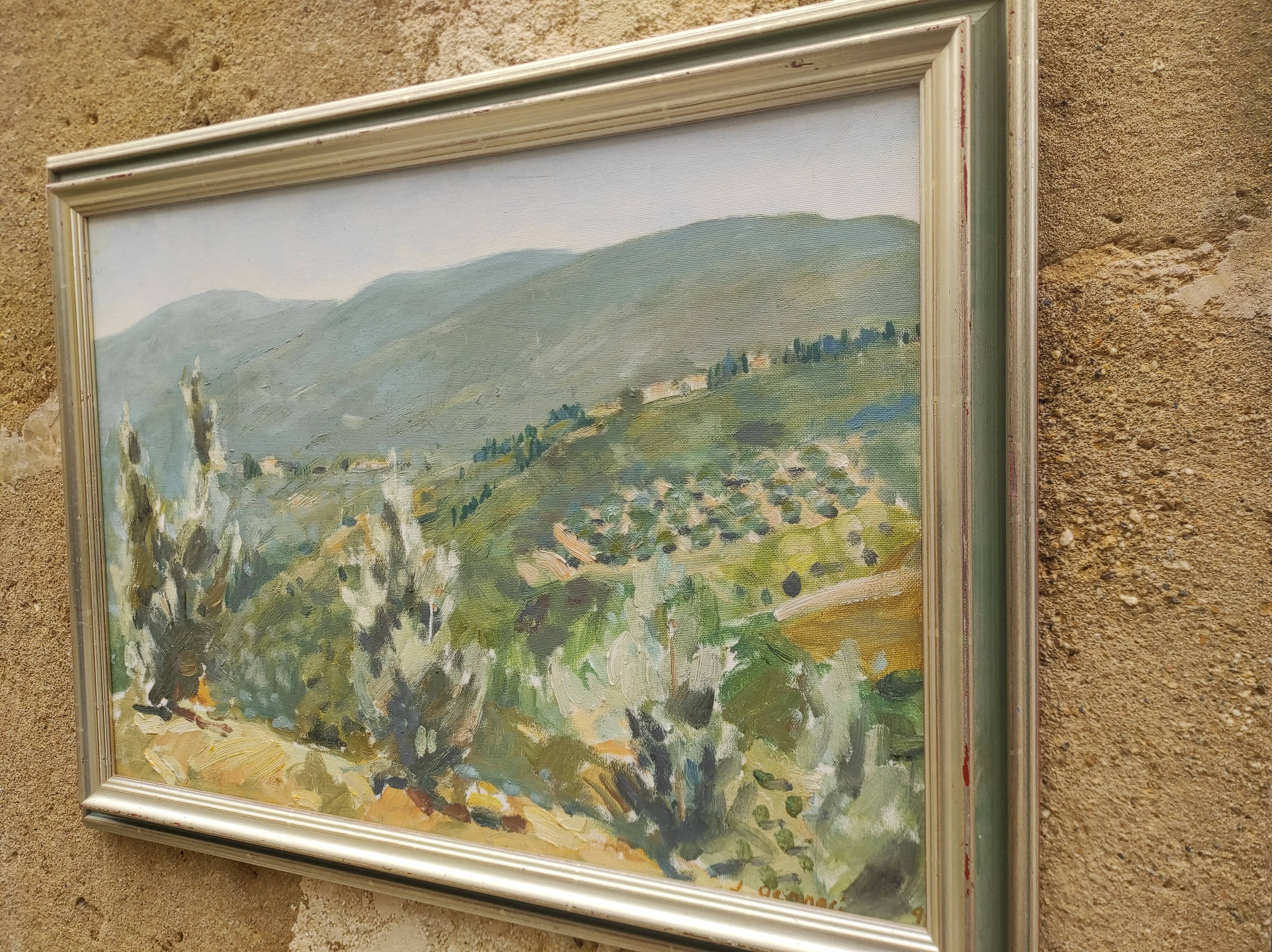 French vintage signed oil painting