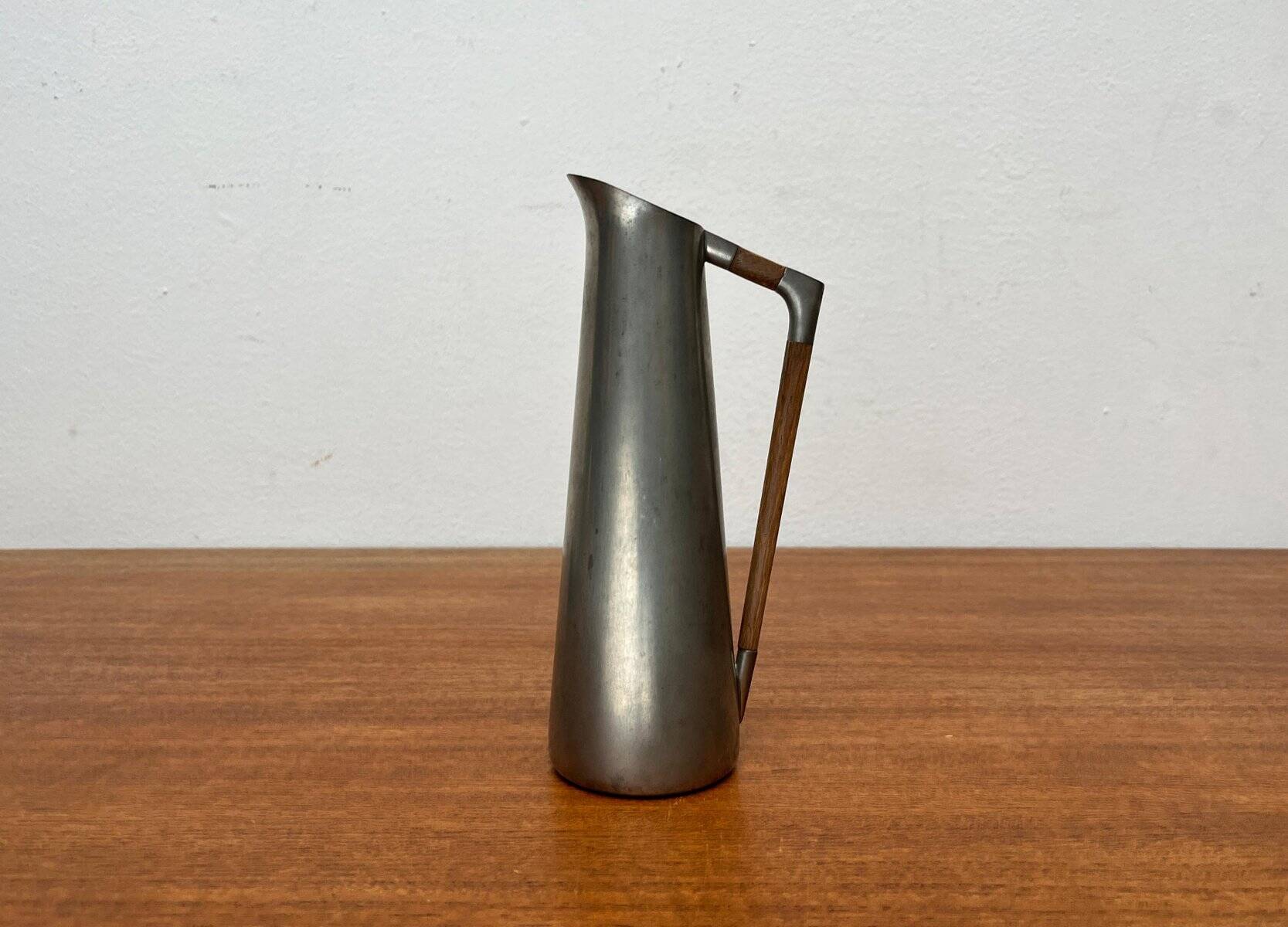 Mid-Century Pewter Carafe Vase with Teak Handle by K.M.D. Tiel Royal Holland Pewter, 1960s