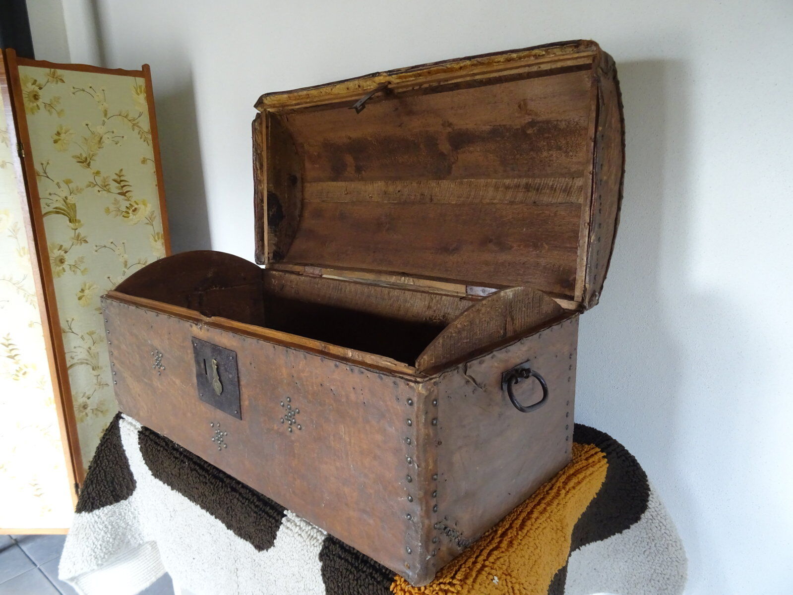 19th-century leather trunk