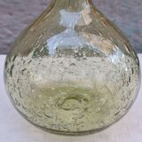 Vintage carafe signed Biot, blown glass, bubbled.