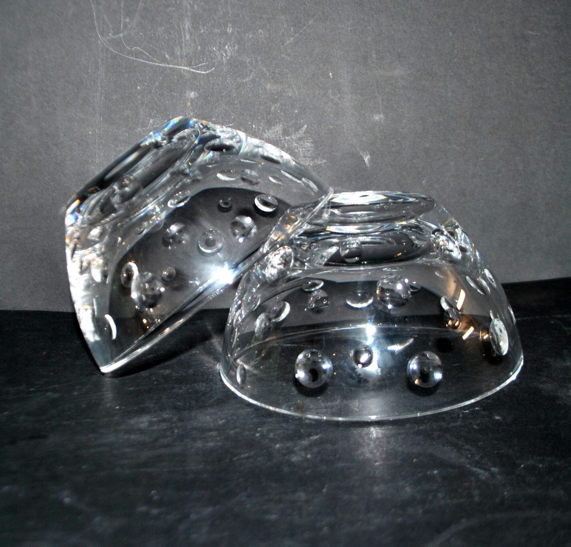 Cristal jg durand set of 2 cut crystal bowls with bubble dots