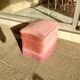 Pink velvet toad pouf