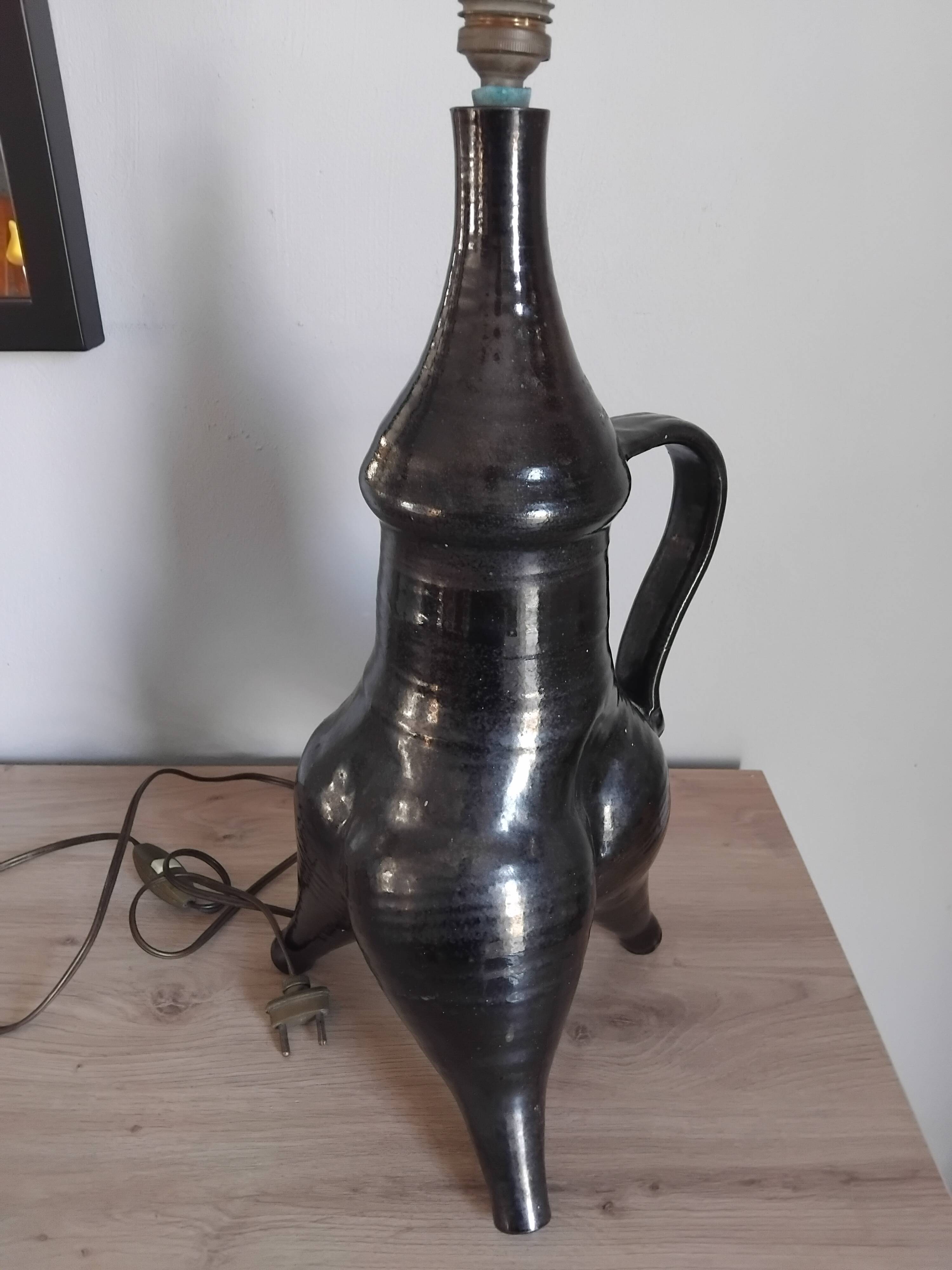 Pied de lampe forme libre en céramique style Vallauris, années 50