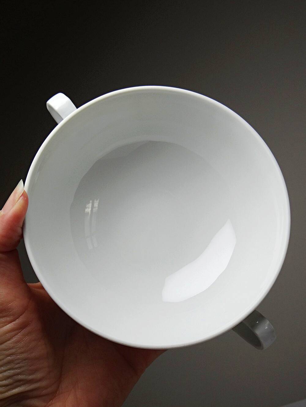 5 cups with two handles, Limoges porcelain Bernardaud "Palm"