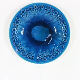 Danish mid-century blue turquoise large ceramic plate by H.A. Kahler