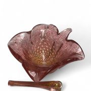 Murano, empty pocket in the shape of a mortar, pink and gold flower, 20th century