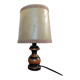 Lampe chevet pied bois tourné, abat jour peau rustique chic