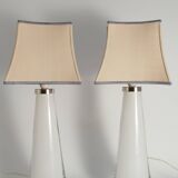 Large White Crystal Glass Table Lamps, Carl Fagerlund, Orrefors, 1960, Set of 2