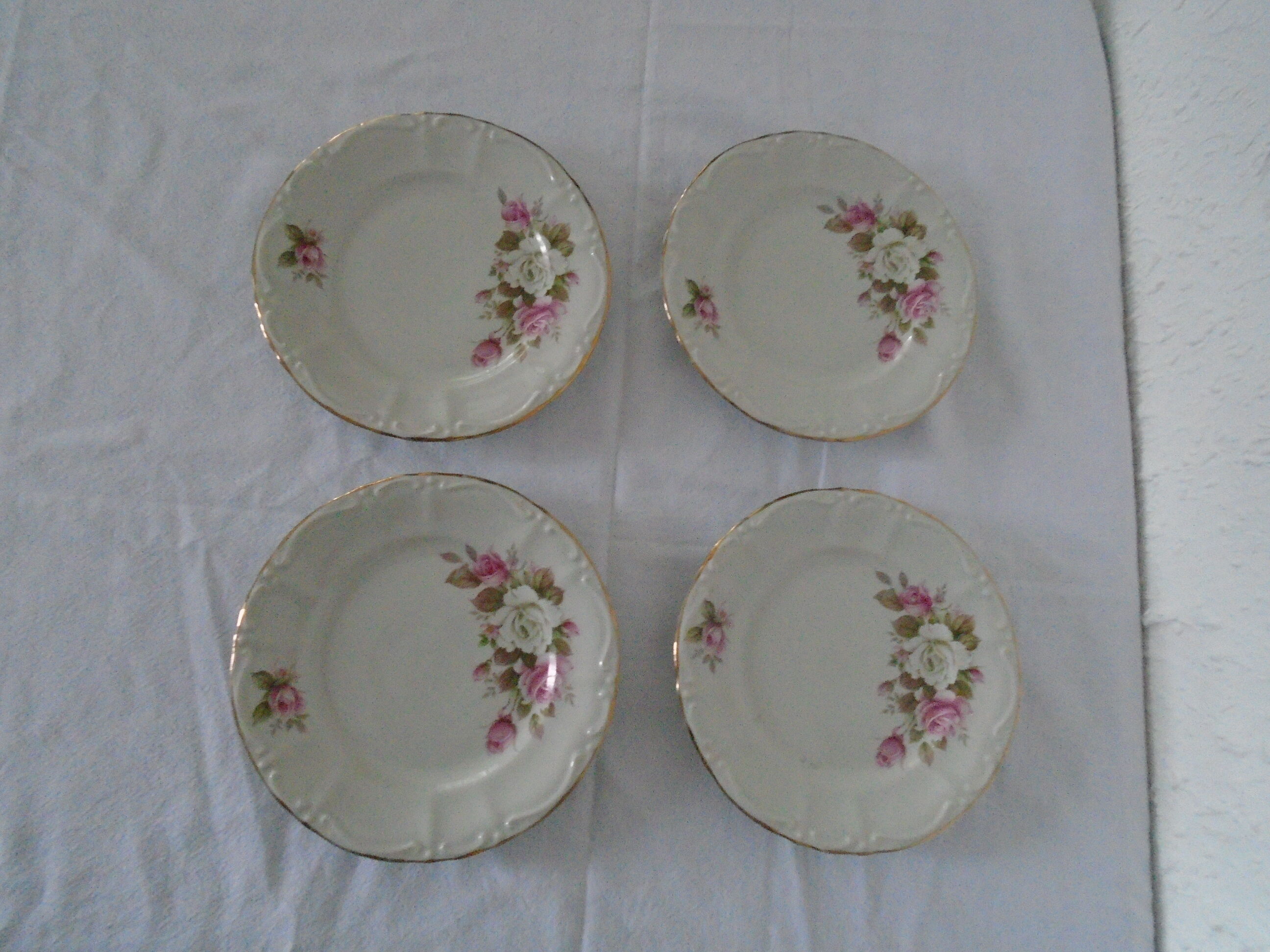 4 plates porcelain dessert Royal décor of english roses