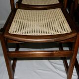 Dining chairs "sled" in walnut and cane