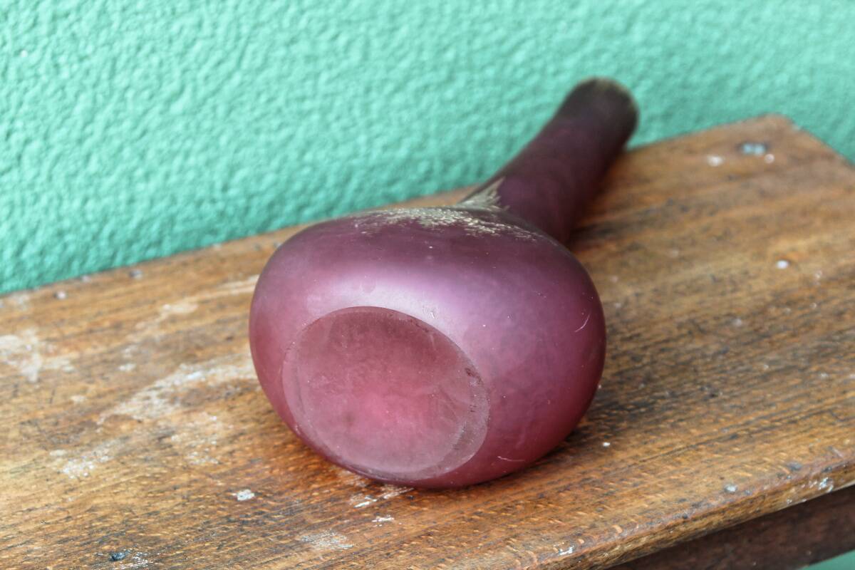 Blown soliflore vase in frosted glass, gold enameled