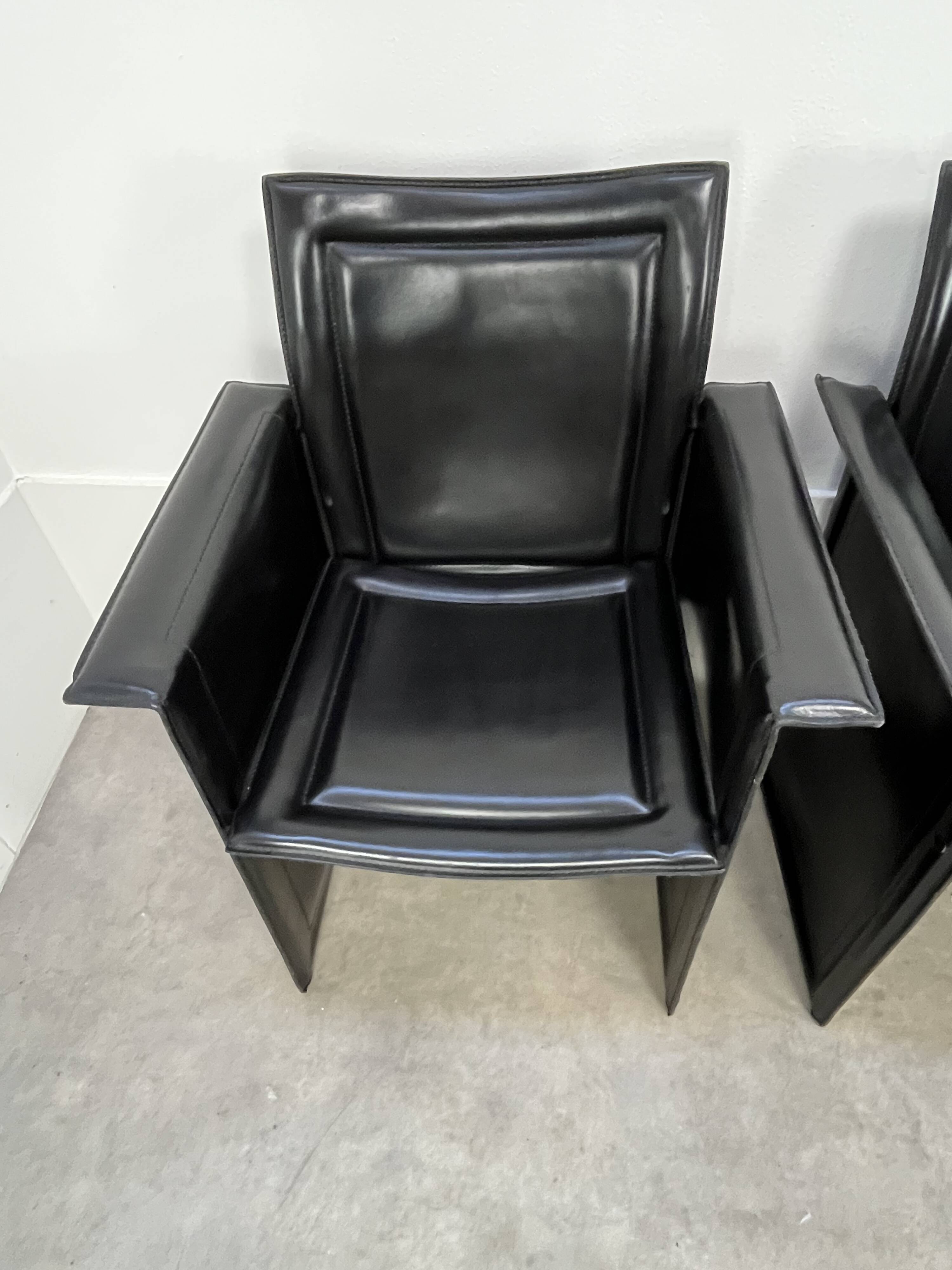 8 style Korium leather chairs in the style of Matteo Grassi
