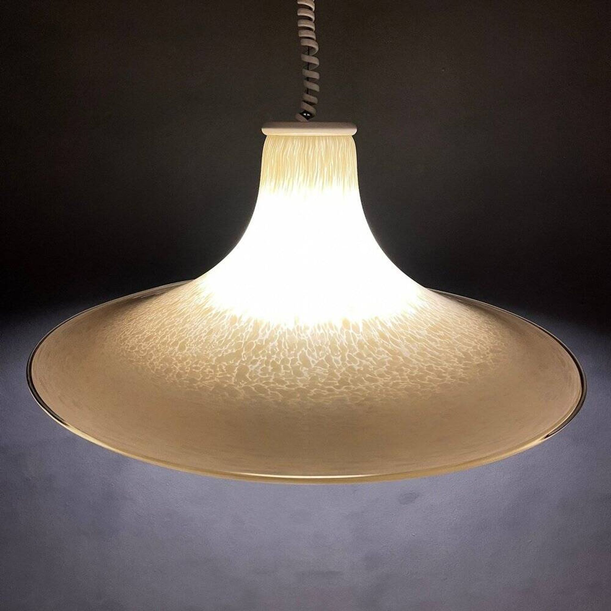 Beige Murano Glass Pendant Light from the Mid-Century, Italy, 1970s