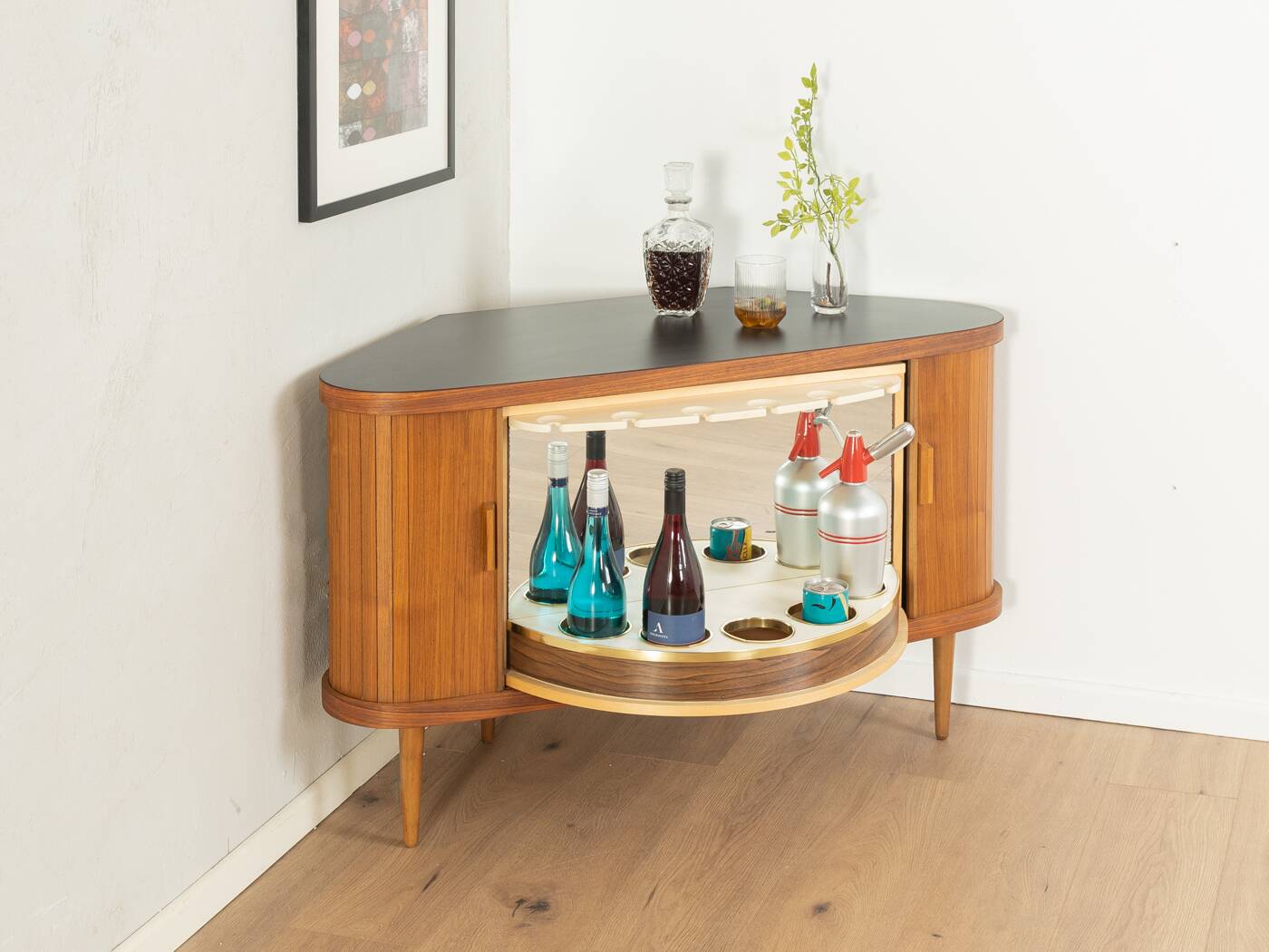 Teak veneer bar cabinet, Germany 1950s