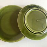 set of 6 flat plates 1960 in green faience