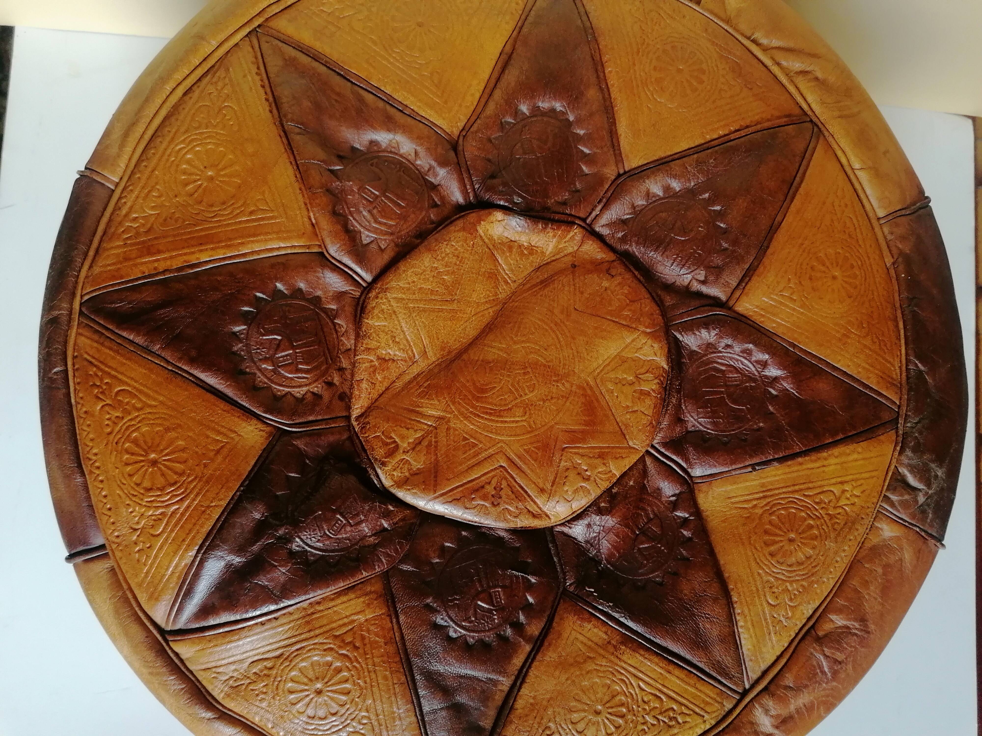 Pouf leather morocco