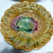 Lot of 5 plates in barbotine sarreguemines decor fruits