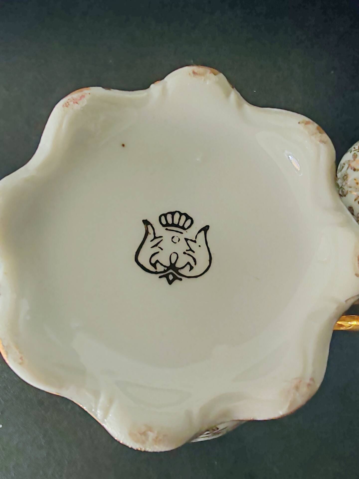 Antique Teapot in White and Gold Porcelain Baroque Style