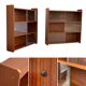 Vintage 1950s teak glass wall library