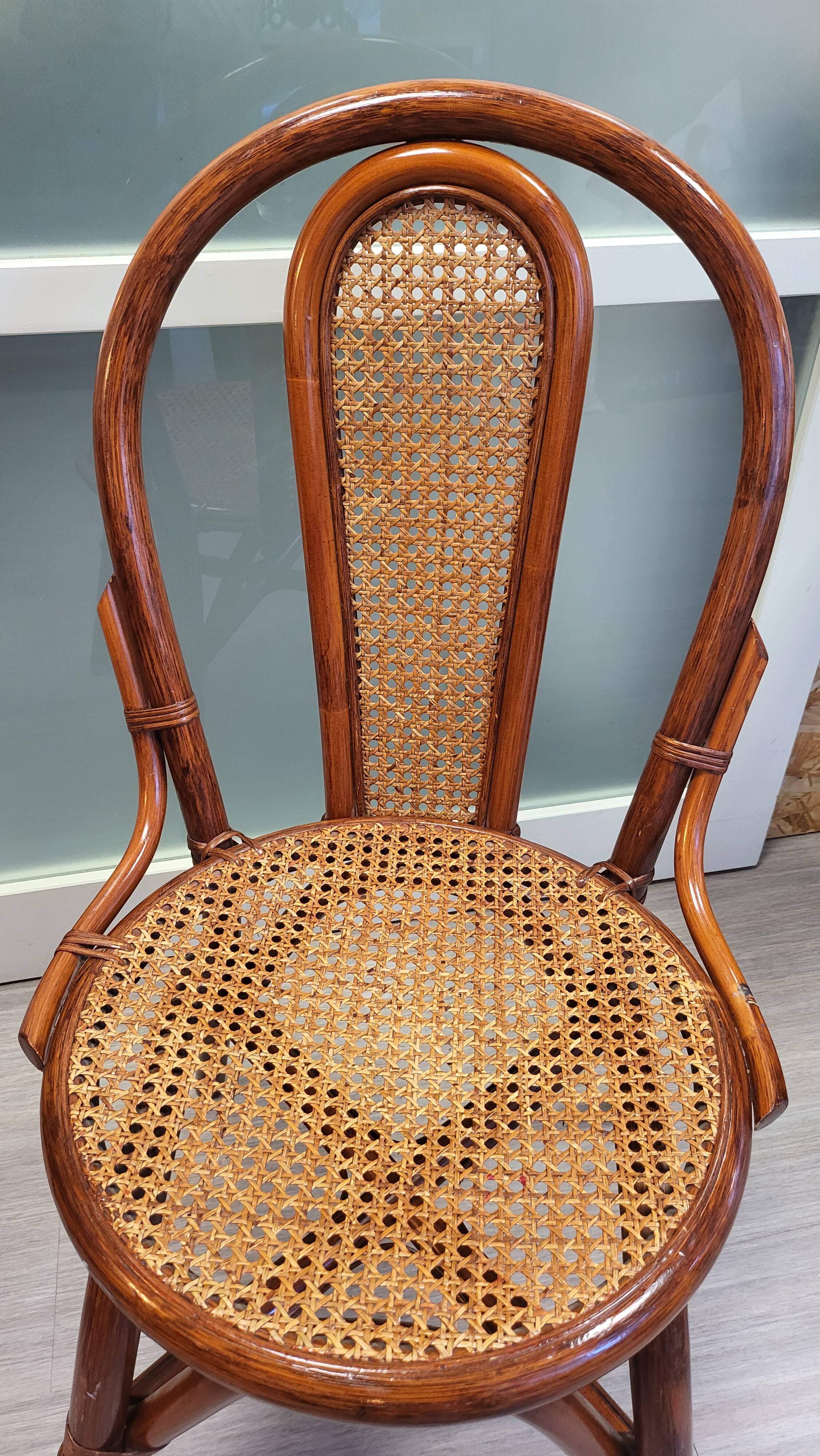 Vintage rattan and cane bistro chair