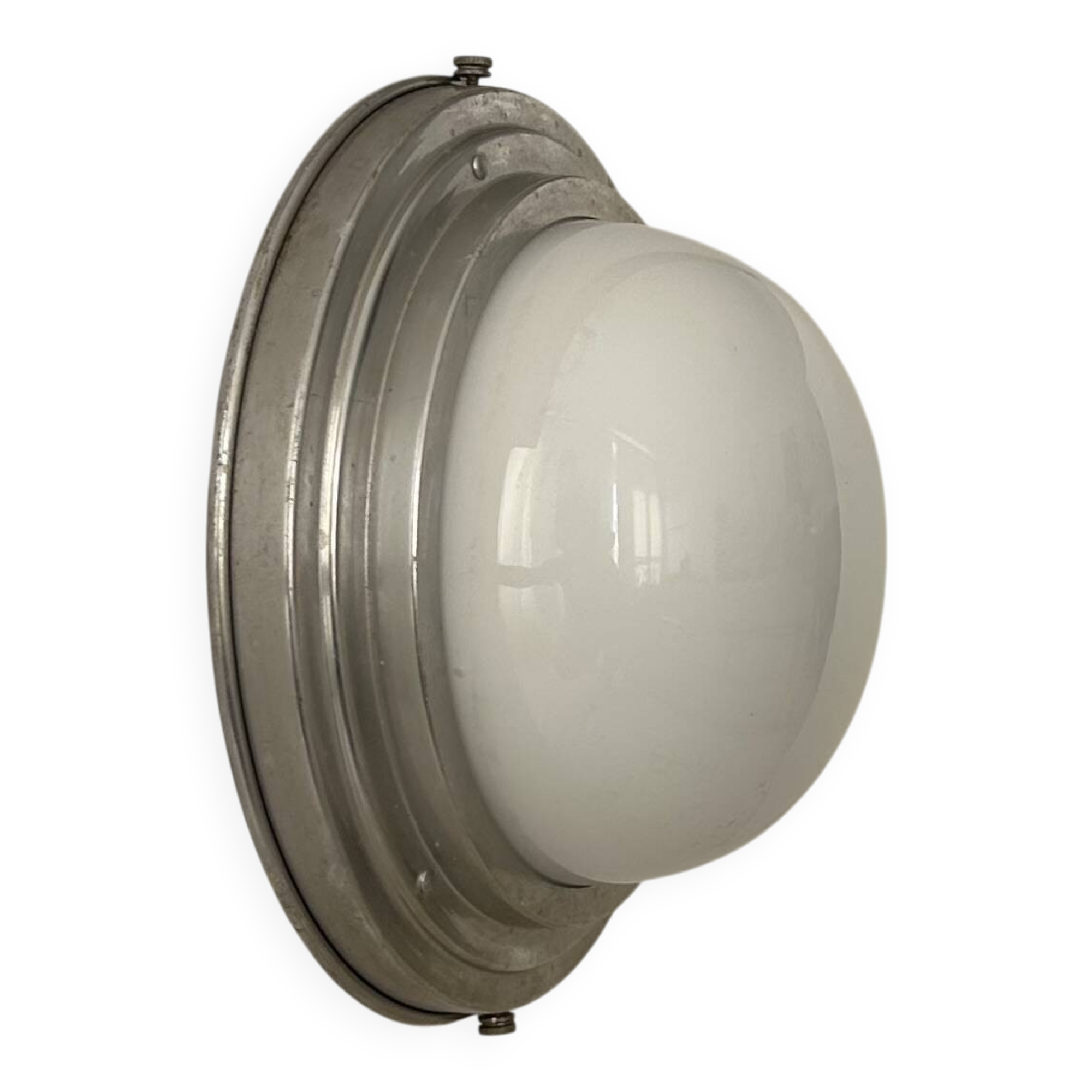 Vintage Art Deco wall lamp, chrome and opaline, France 1930