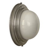 Vintage Art Deco wall lamp, chrome and opaline, France 1930