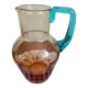 Portieux glassware pitcher - George Sand model - blue and amber