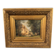 Ancienne huile sur bois – Maison en forêt – Paysage