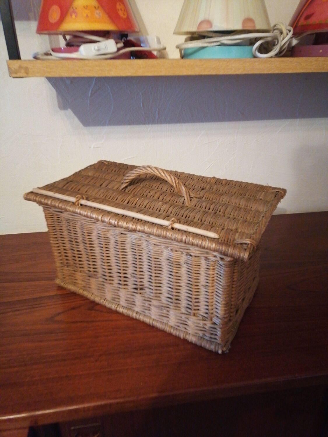 Small wicker suitcase basket 1900