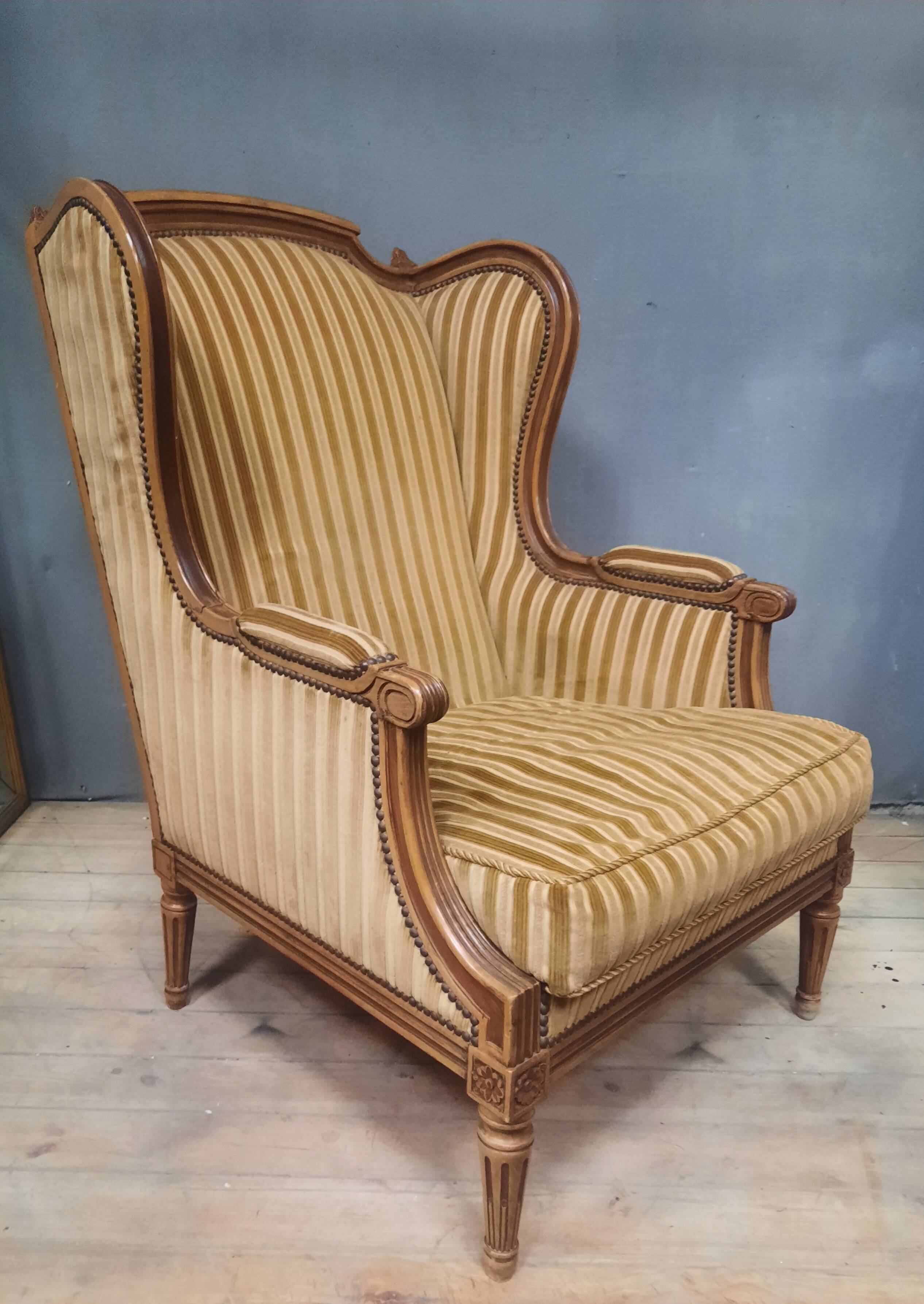 Large Louis XVI style wing chair