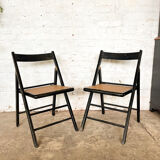 Ancienne paire de chaises pliantes cannage