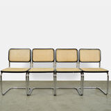Set of 4 Cesca tubular frame cantilever dining chairs, Italy 1990s