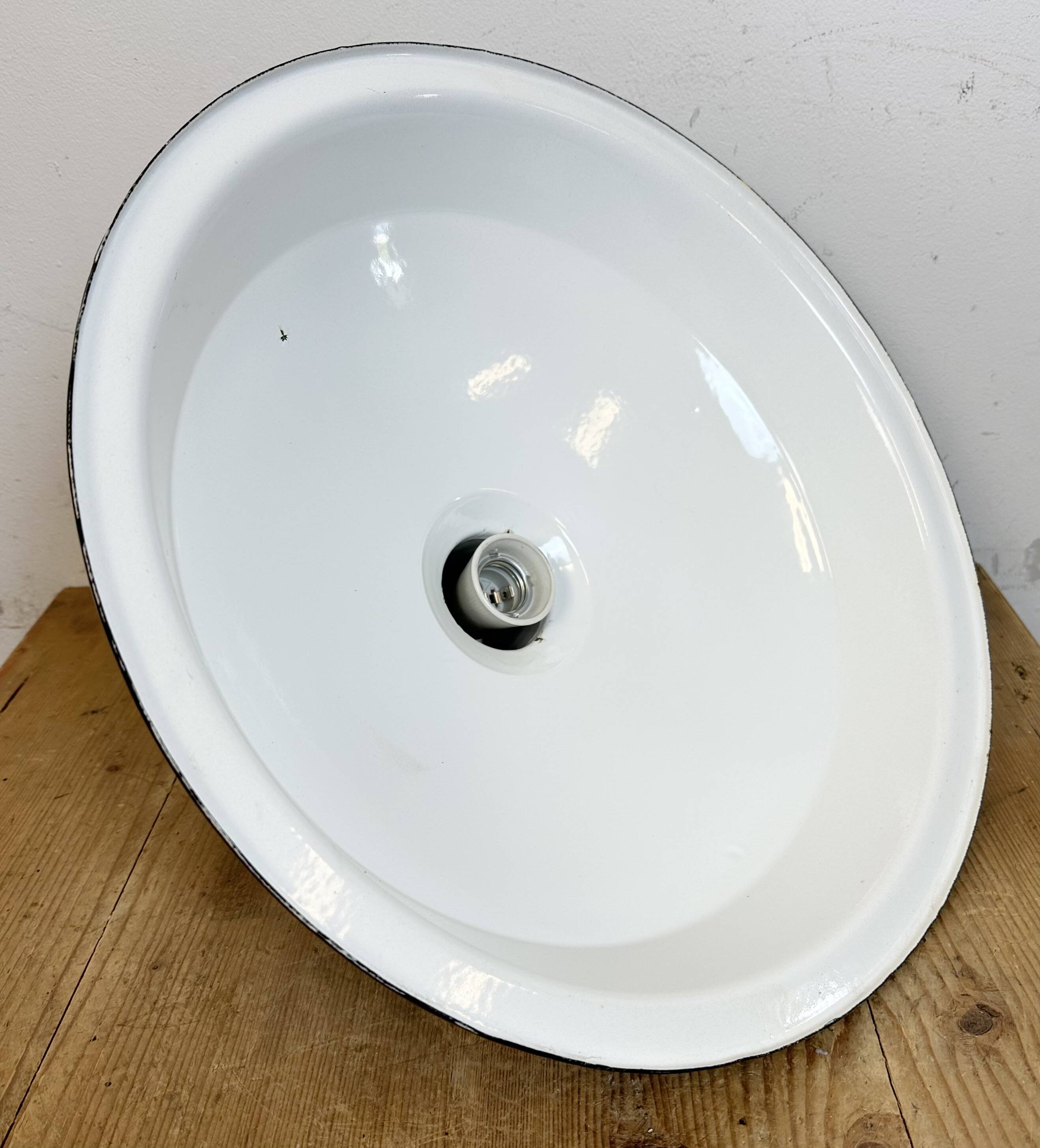 Industrial Black Enamel Factory Pendant Lamp, 1950s