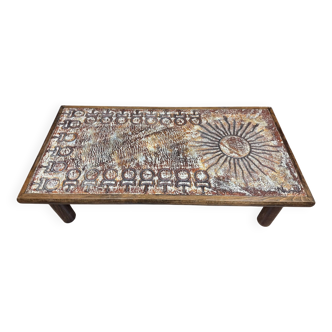 Ceramic coffee table by François Chaty for Vallauris circa 1940-1950