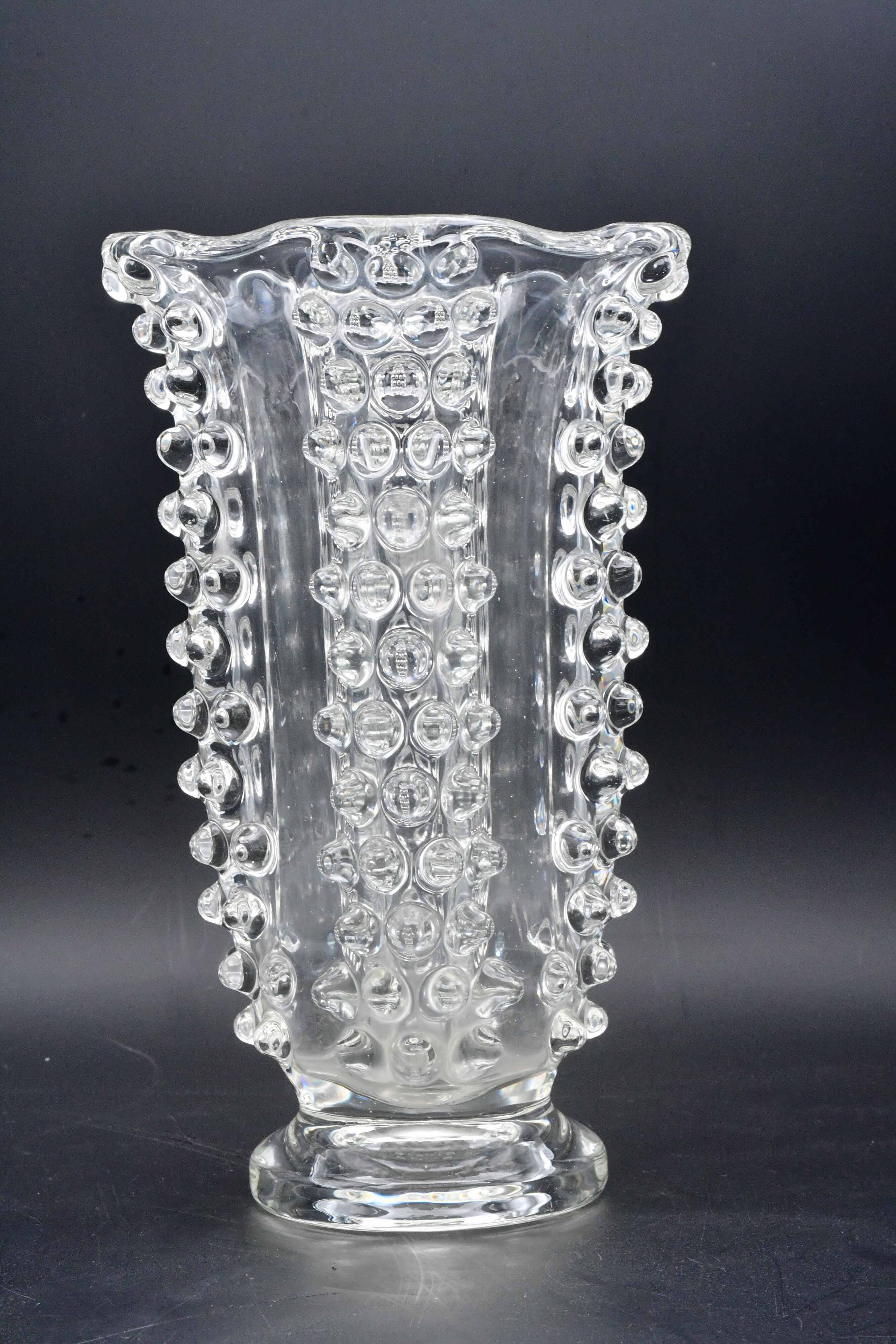 Bugnato Murano glass Italian rostrato vase by Barovier & Toso, 1960s