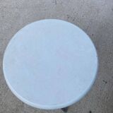 Folding industrial stool in gray steel and white wood