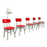 Set of 5 chairs TON Bystrice (Thonet) red and white 1960