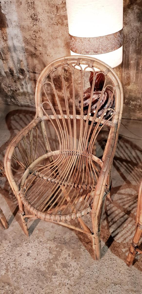 Three vintage rattan chairs