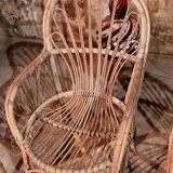 Three vintage rattan chairs