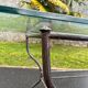 Rectangular table translucent glass top metal base vintage 1980