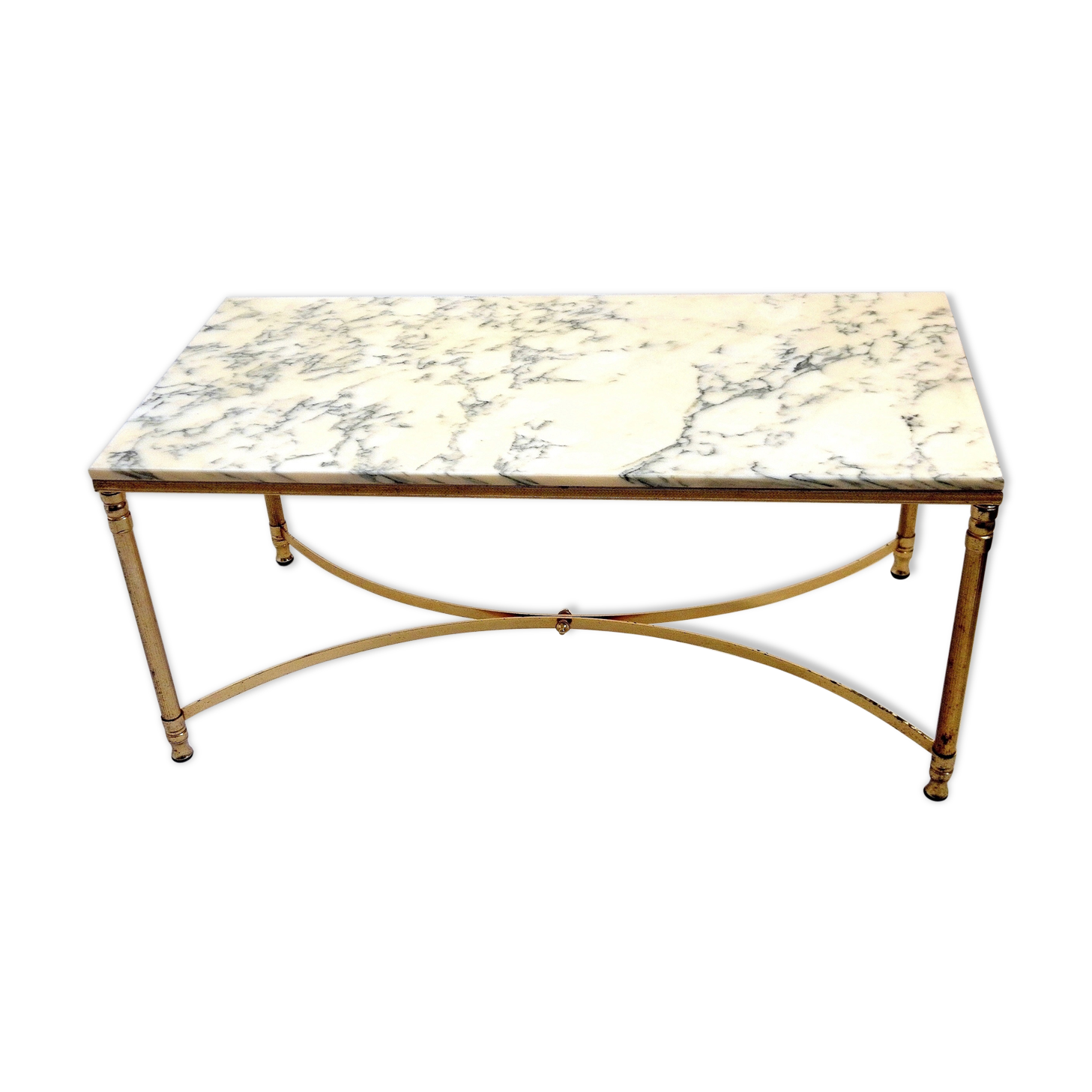 Coffee table marble and gilded metal